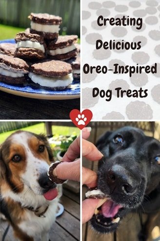 4 pictures of carob sandwich cookies for dogs