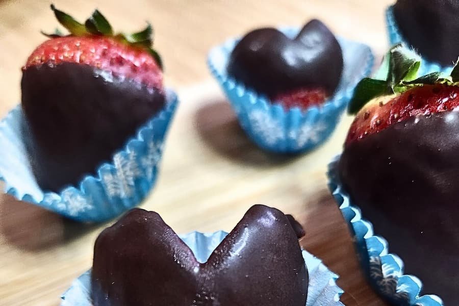 Carob covered strawberries